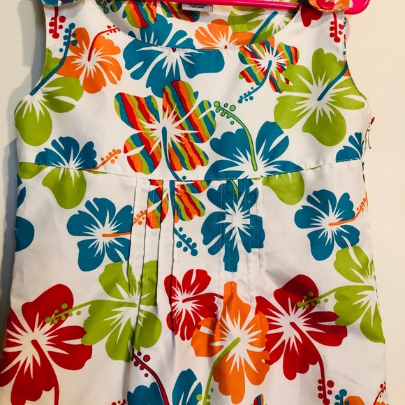 Tropical hibiscus Hawaiian flower dress size Childs 7 vacation, beach summer - Picture 2 of 4